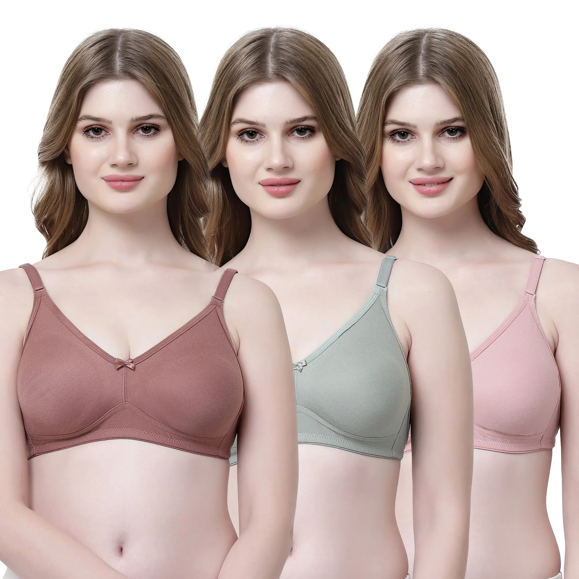Pack Of 3 Medium Coverage Non Padded Everyday Backless Bra With All Day Comfort
