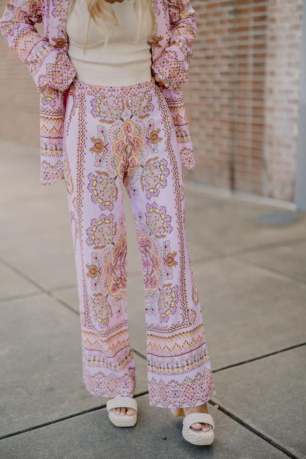 Paisley Print High Waist Trousers