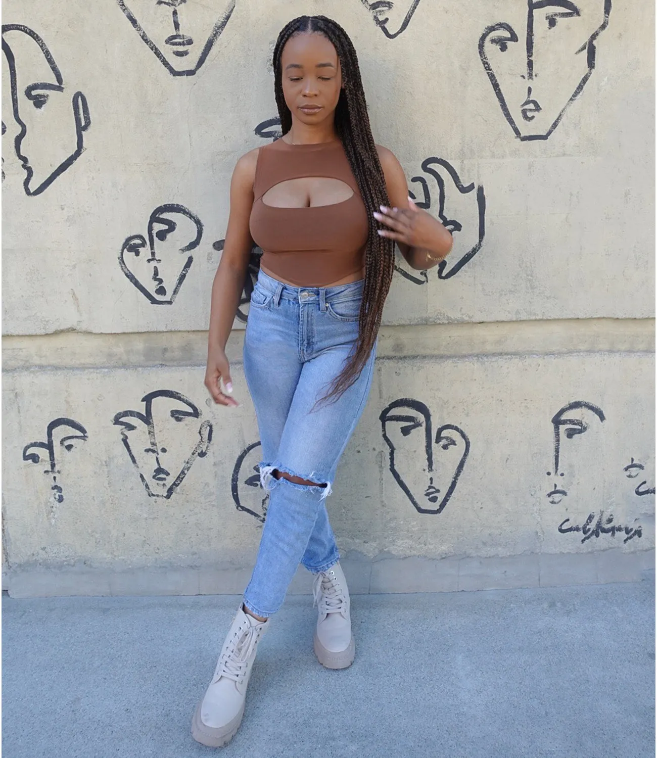 Peek A Boo Tank Top(Chocolate)