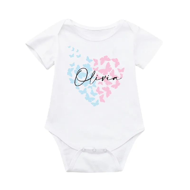 Personalised Matching Mama and Kid Pastel Heart Butterflies T-shirts