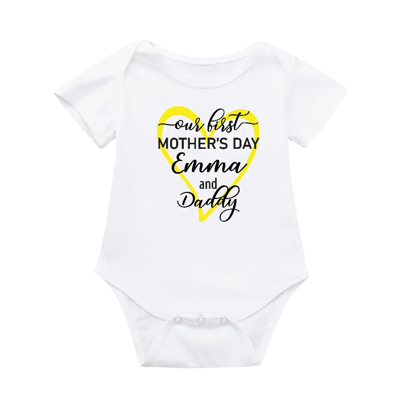 Personalised Our 1st Father's Day Matching T-shirt and Baby Grow Set