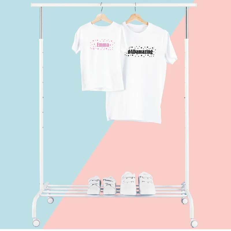 Personalised Twinning Dadamazing, Mumamazing and Kid/Baby Stars T-shirts