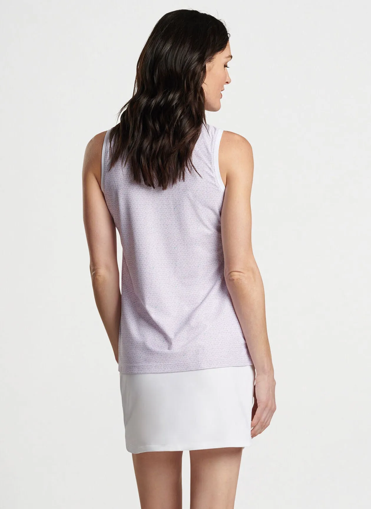 Peter Millar Womens Sip and Swing Banded Sport Mesh Sleeveless Button Polo - GARDEN VIOLET