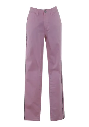 PINK GLITTERED SIDE STRAIGHT CUT JEANS
