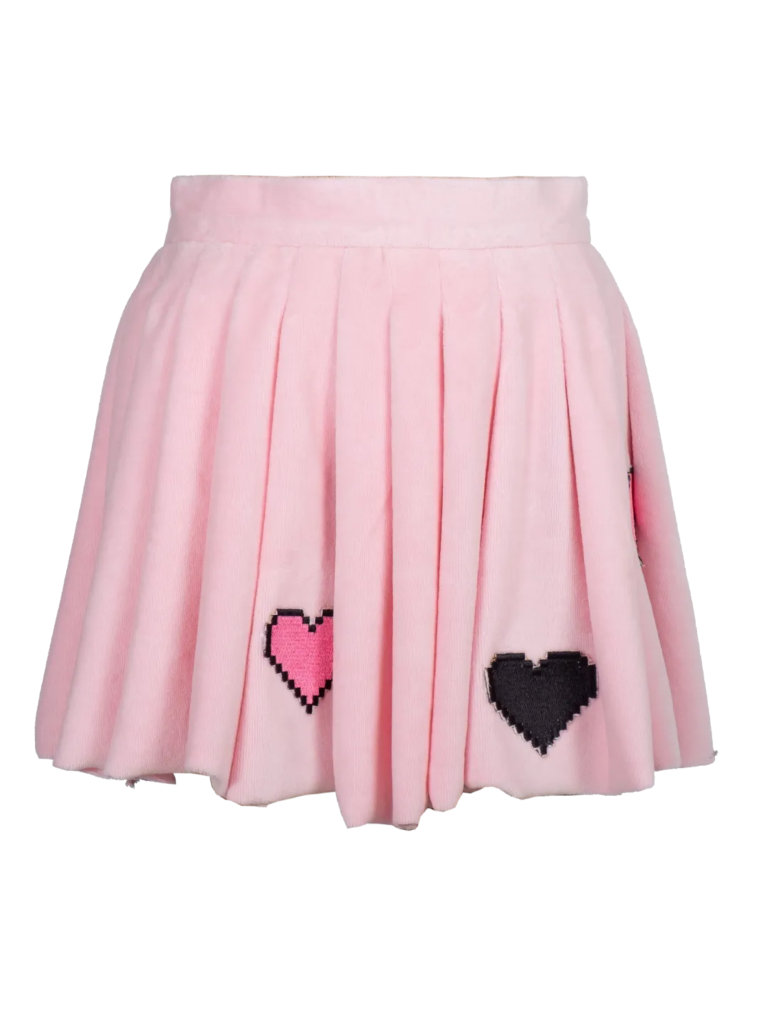 Pixel Heart Velour Pleated Skirt