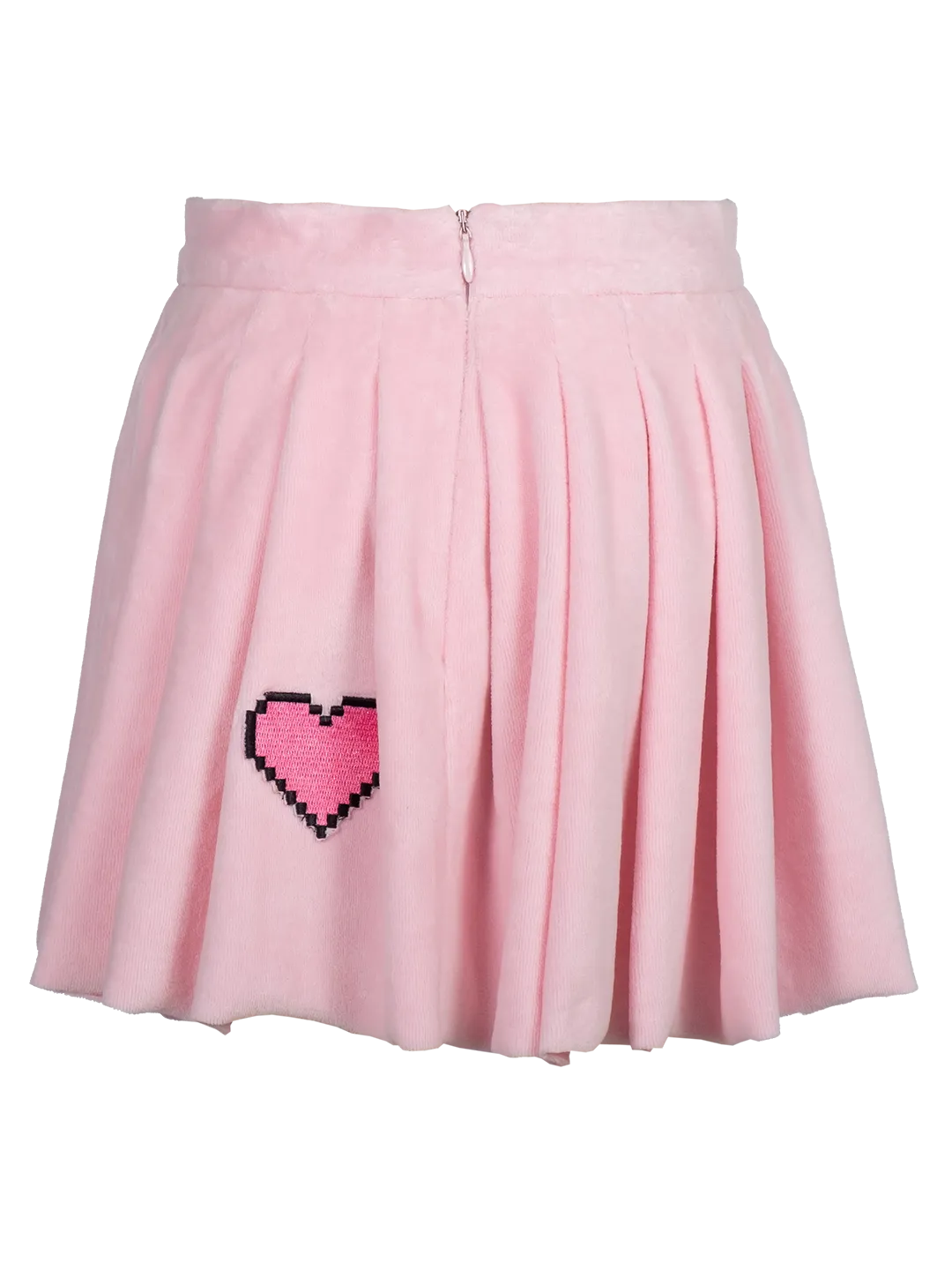 Pixel Heart Velour Pleated Skirt