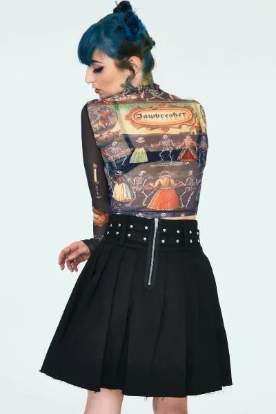 Pleated Skirt with Studs - Black -