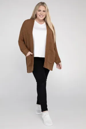 Plus Ribbed Knit Cardigan