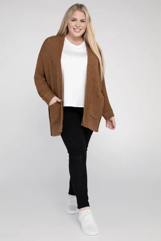 Plus Ribbed Knit Cardigan