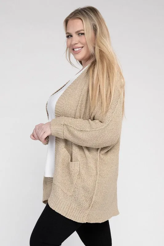 Plus Ribbed Knit Cardigan