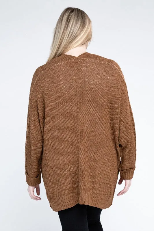 Plus Ribbed Knit Cardigan