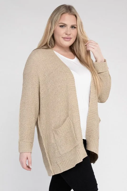 Plus Ribbed Knit Cardigan