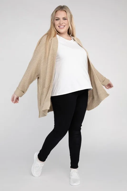 Plus Ribbed Knit Cardigan