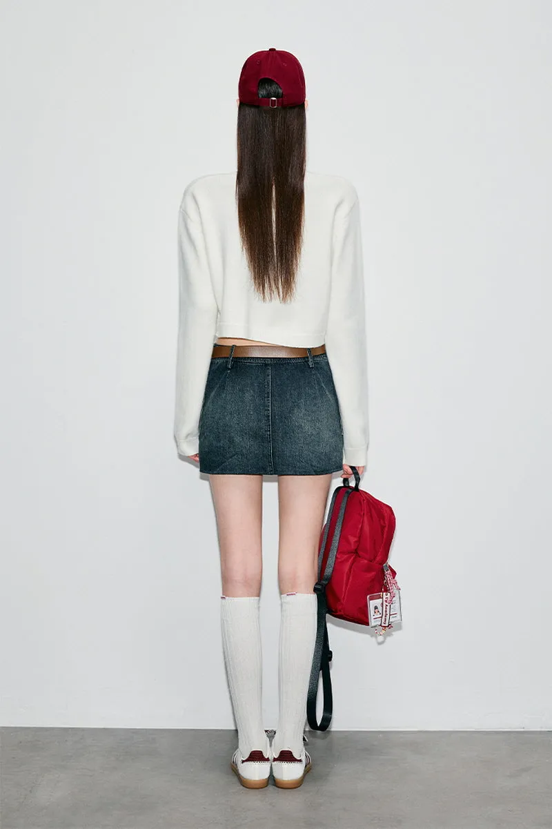 Preppy Cropped Wool Cardigan
