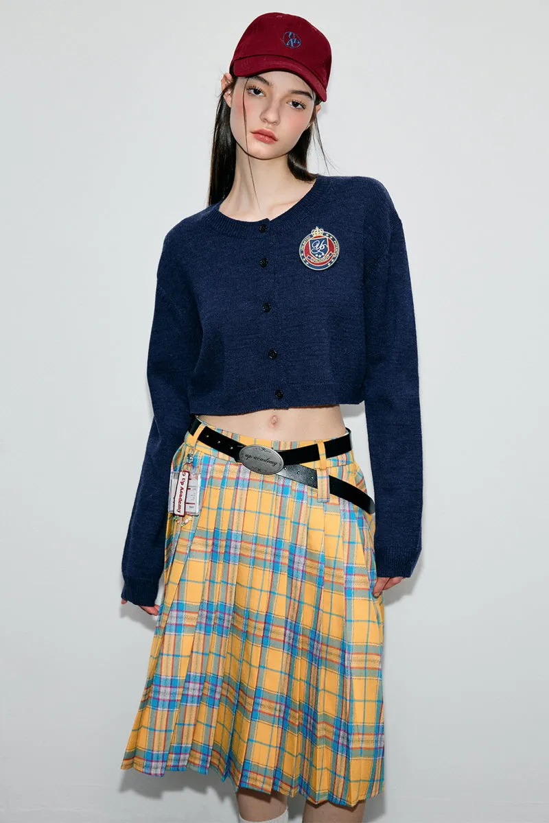 Preppy Cropped Wool Cardigan