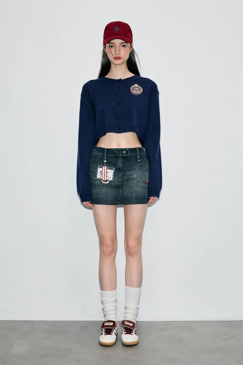 Preppy Cropped Wool Cardigan