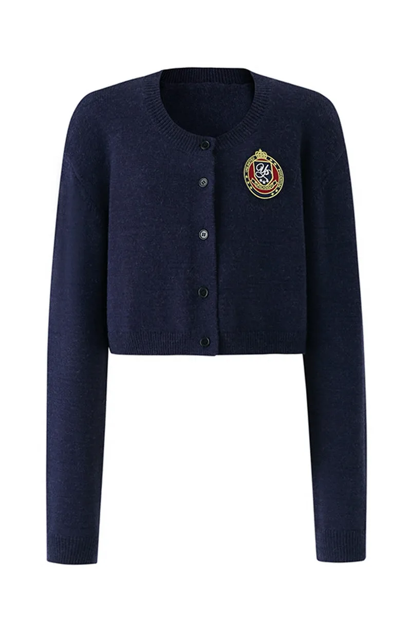Preppy Cropped Wool Cardigan