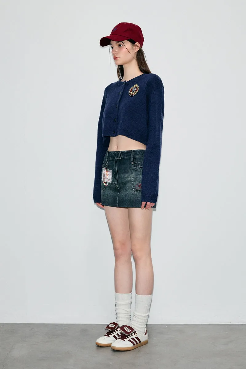 Preppy Cropped Wool Cardigan