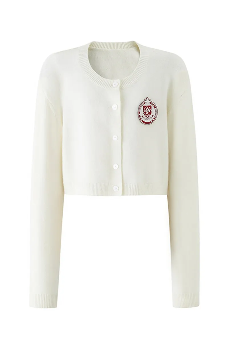 Preppy Cropped Wool Cardigan