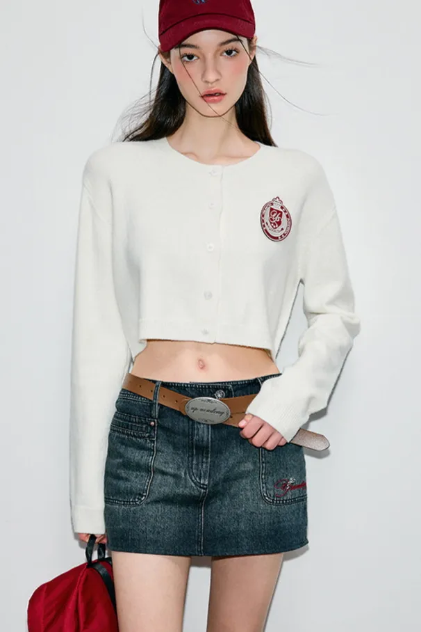 Preppy Cropped Wool Cardigan