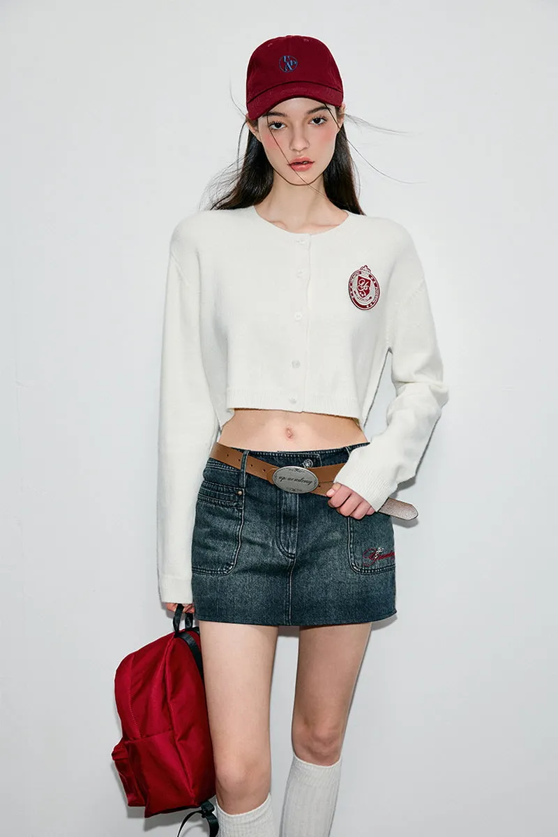 Preppy Cropped Wool Cardigan