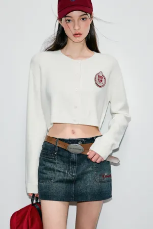 Preppy Cropped Wool Cardigan