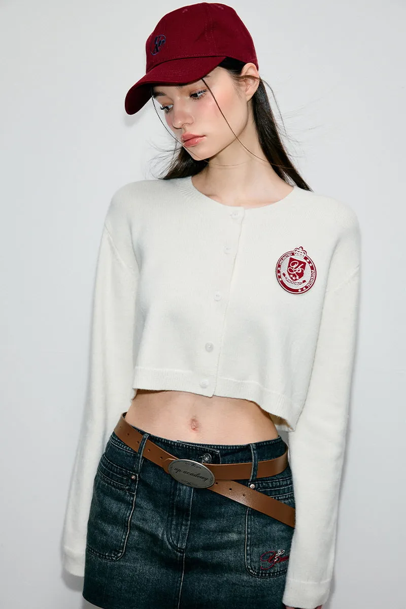 Preppy Cropped Wool Cardigan