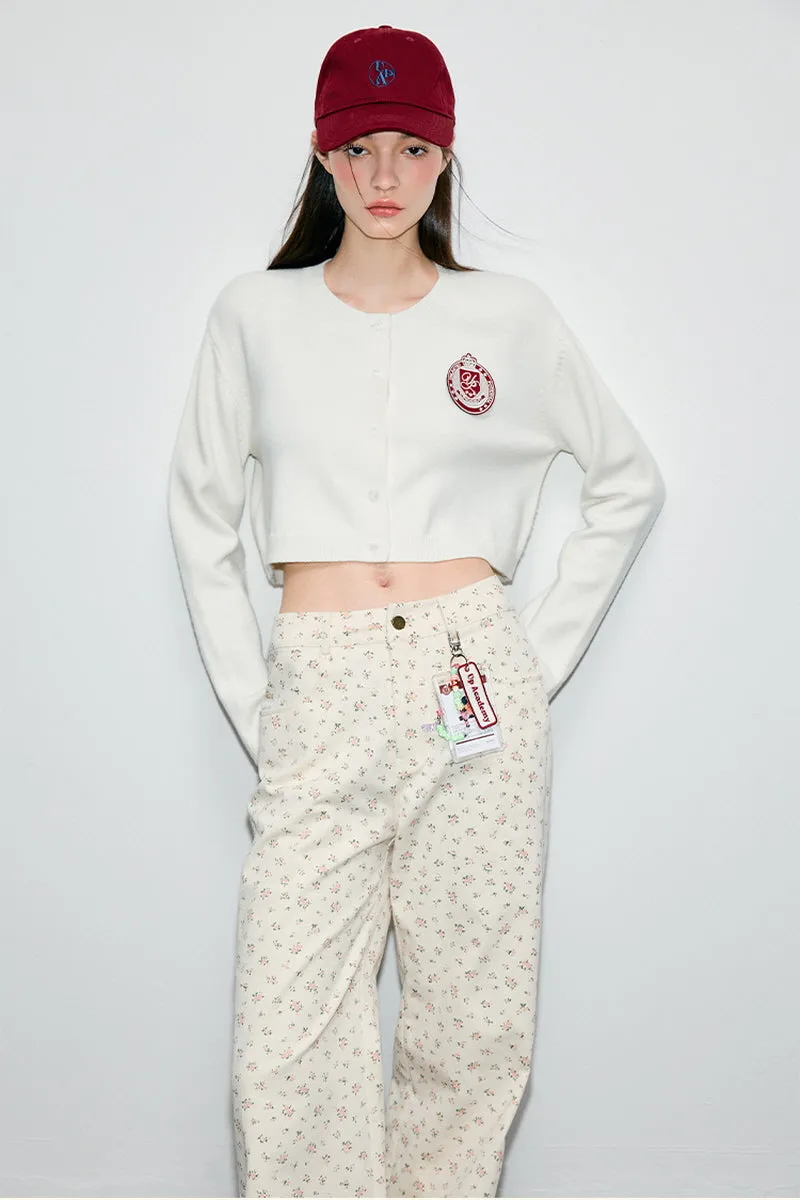 Preppy Cropped Wool Cardigan