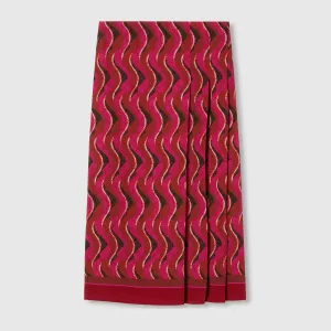 Printed Silk Pleated Skirt