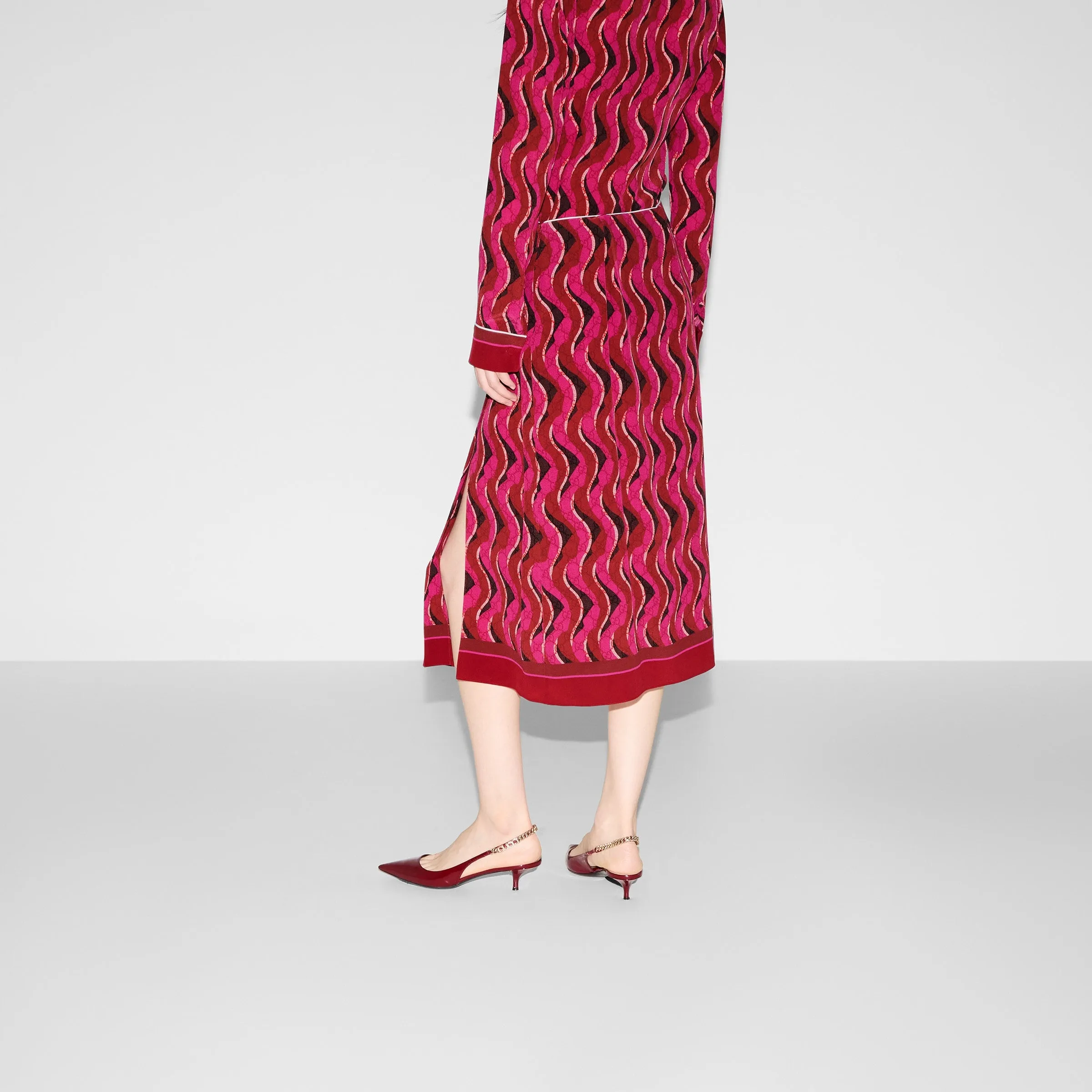 Printed Silk Pleated Skirt