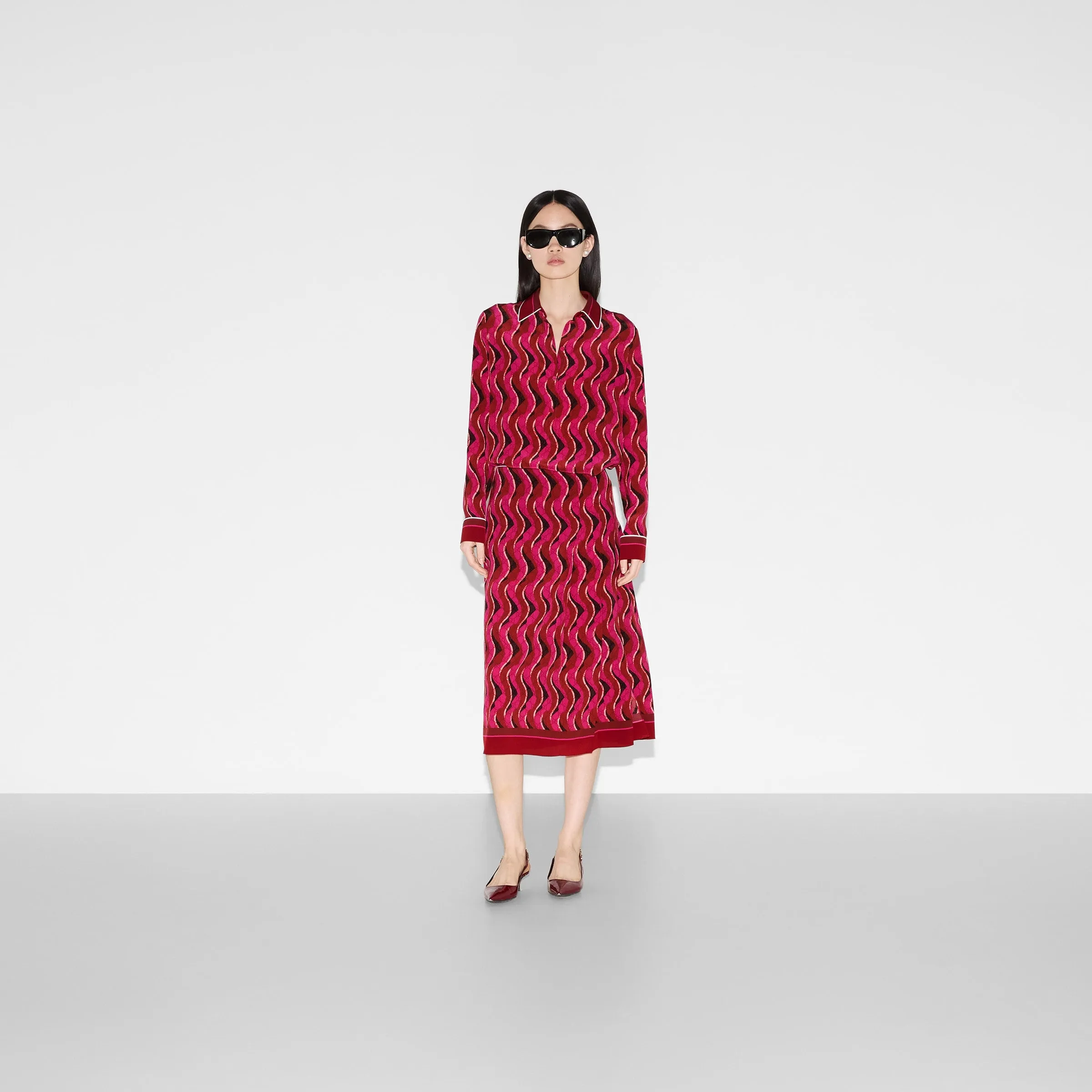 Printed Silk Pleated Skirt