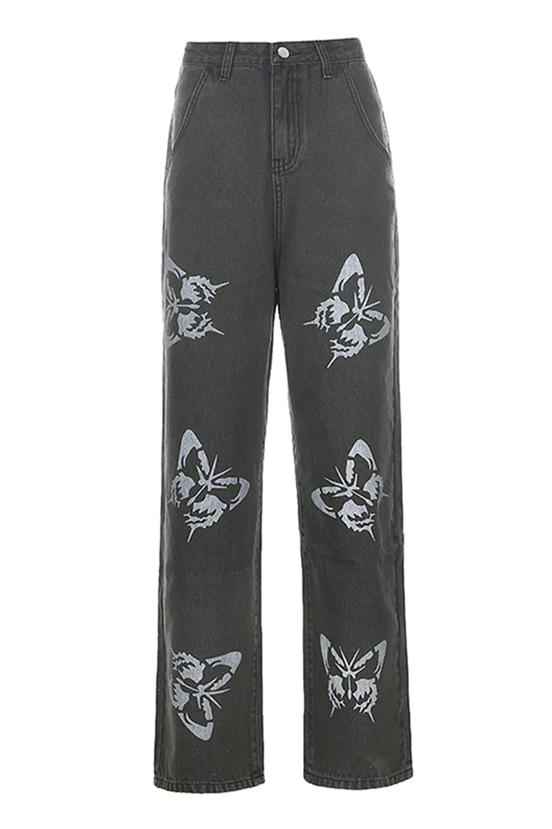 PT3095 Butterfly Denim Jeans Pant