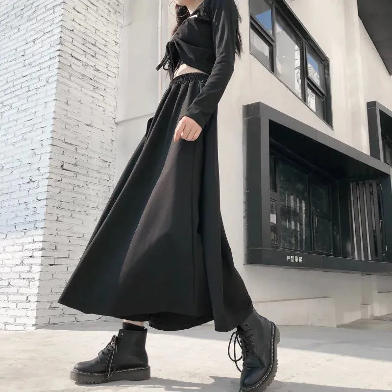 Punk Style Skirts High Waist Buckle Irregular Gothic Skirt