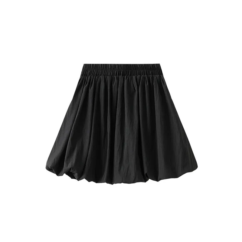 Retro Puffy Pleated Bud Casual Bubble Short Skirt