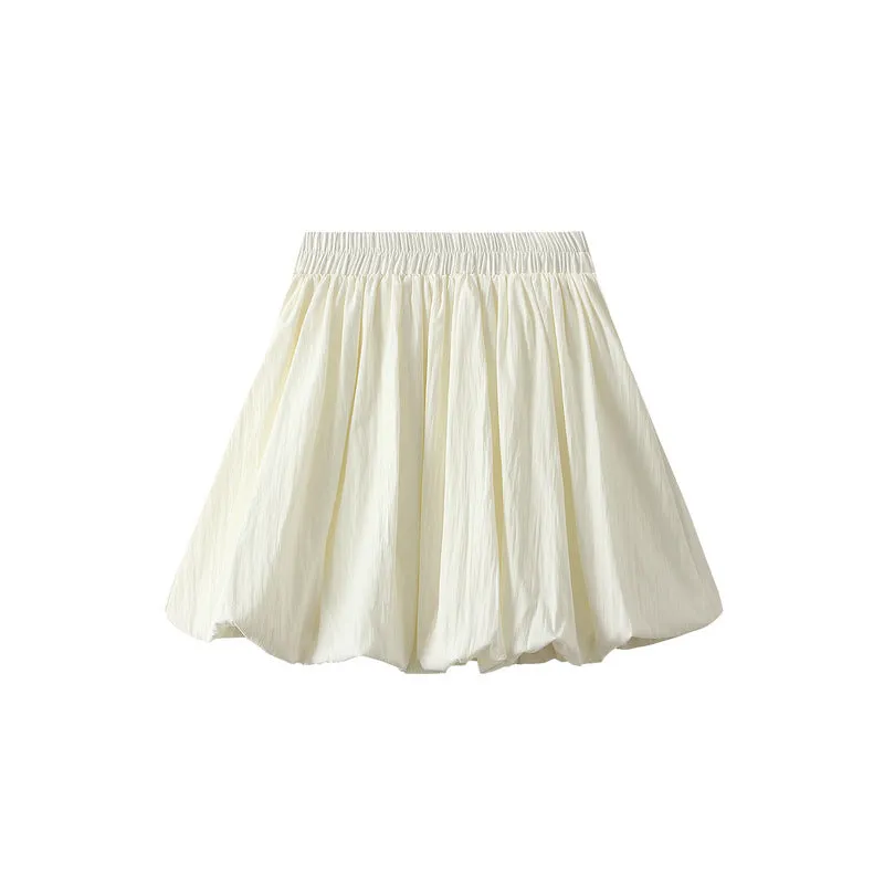 Retro Puffy Pleated Bud Casual Bubble Short Skirt