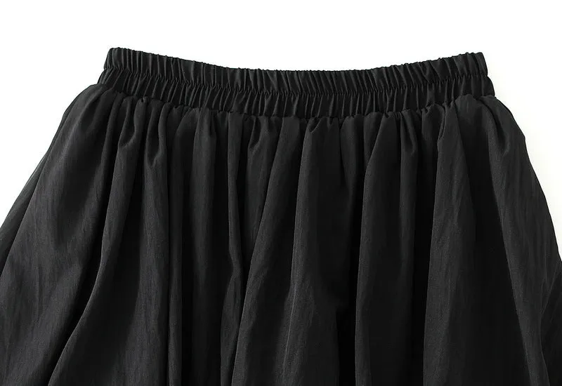 Retro Puffy Pleated Bud Casual Bubble Short Skirt