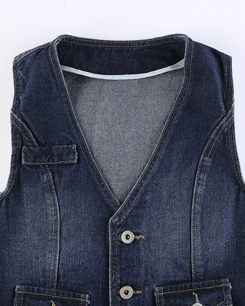 Rigel Button Denim Vest