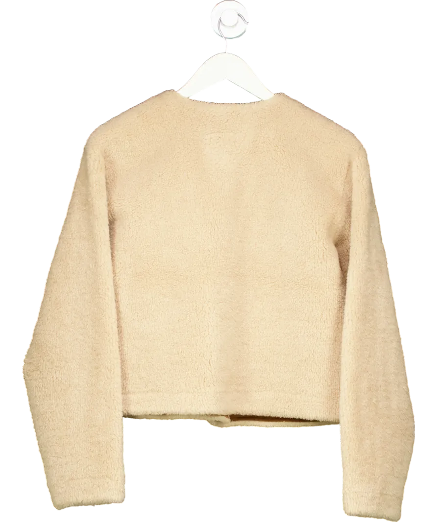 River Island Beige Buttoned Faux Shearling Cardigan UK 6