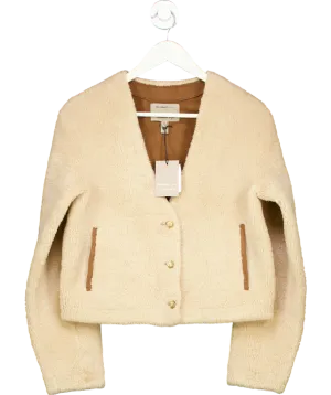 River Island Beige Buttoned Faux Shearling Cardigan UK 6