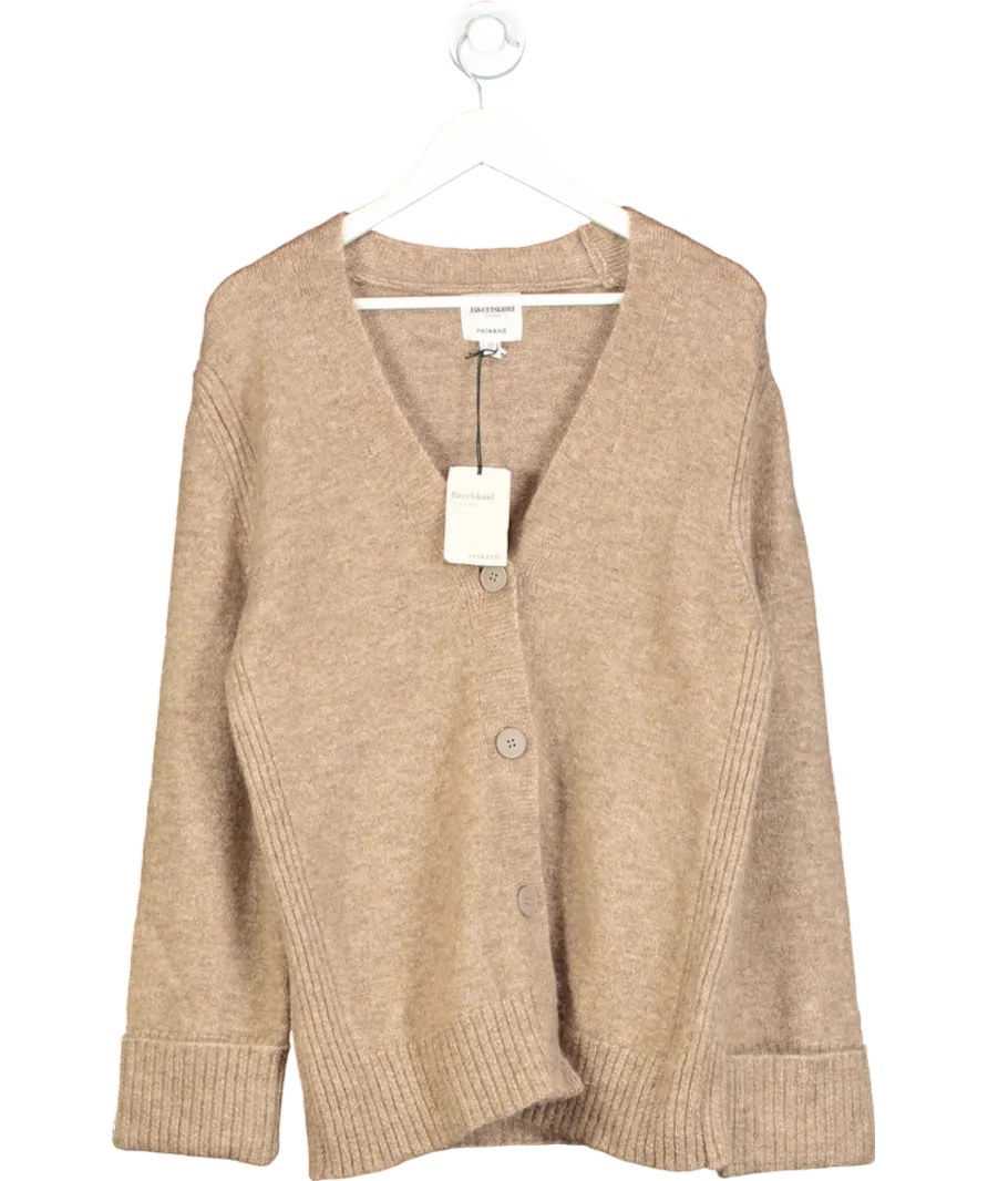 River Island Brown Long Sleeve Buttoned Cardigan UK XS