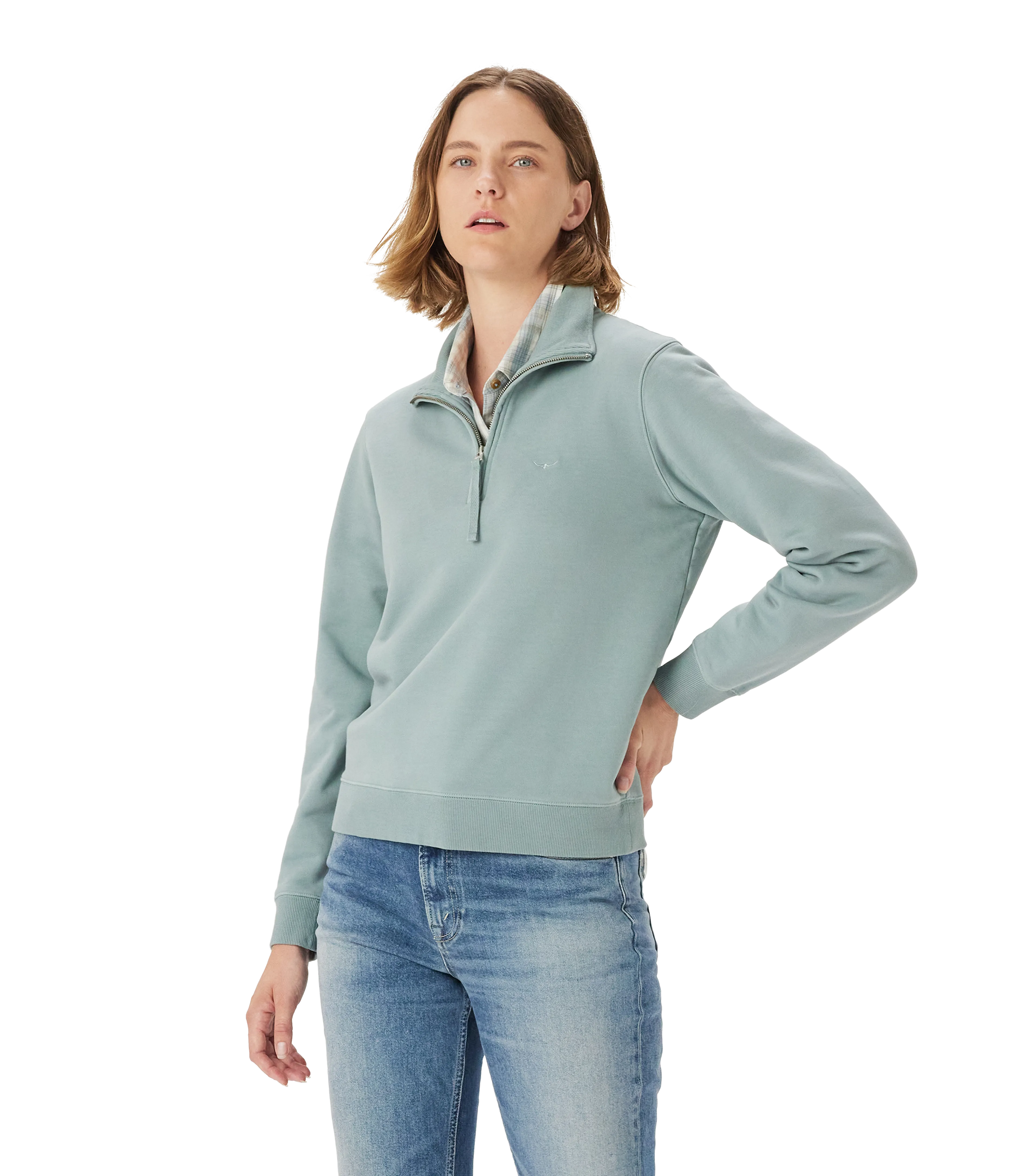 R.M. Williams Womens Trickett 1/4 Zip Sweatshirt - Jade