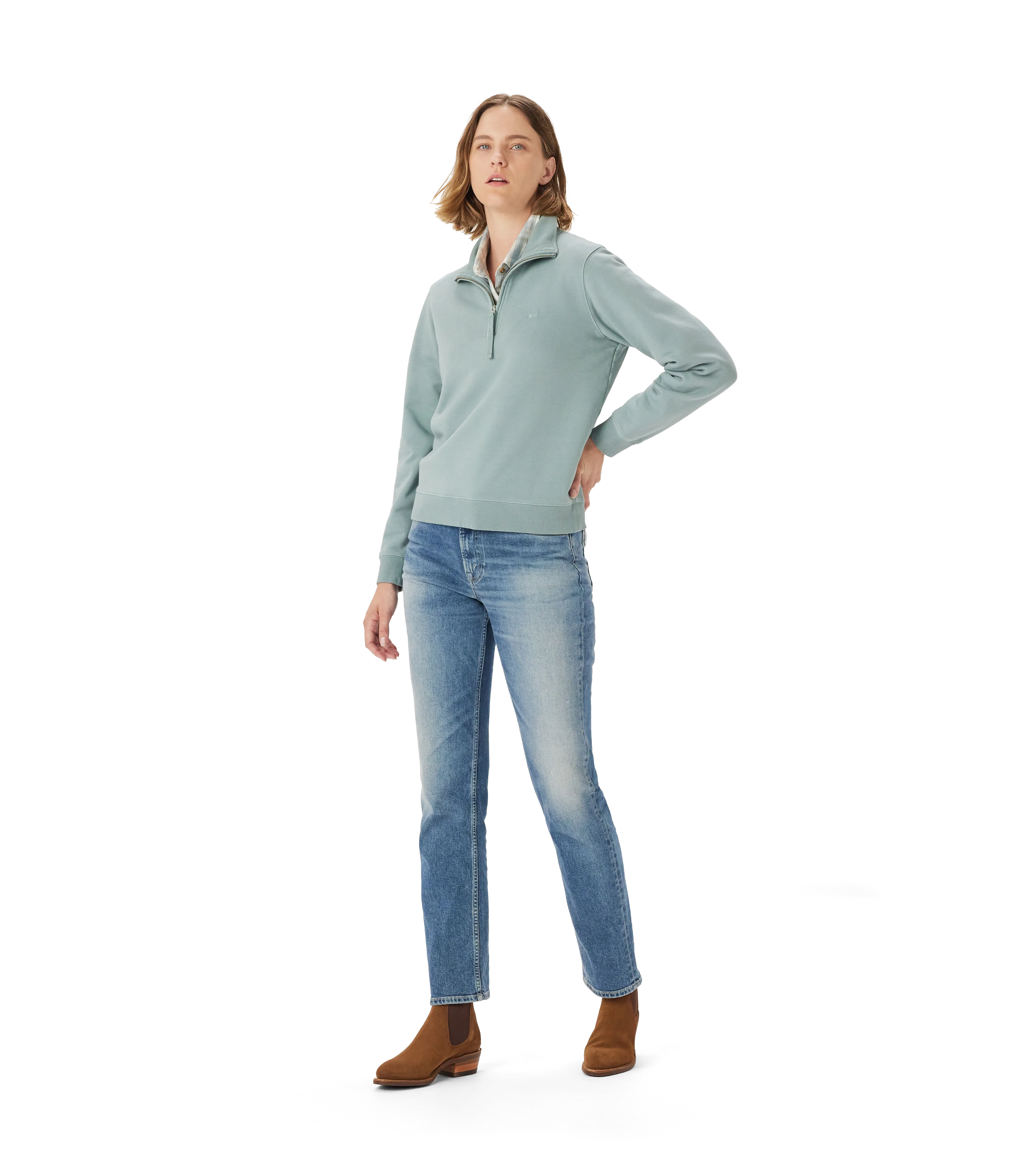 R.M. Williams Womens Trickett 1/4 Zip Sweatshirt - Jade