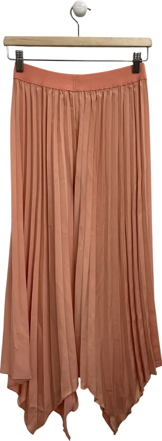S Deer Orange Pleated Satin Skirt UK S