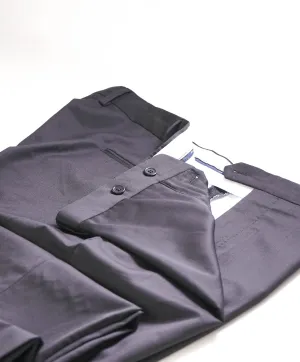 SAKS FIFTH AVE - Black "SLIM" Wool/Silk MADE IN ITALY Flat Front Dress Pants - 34W