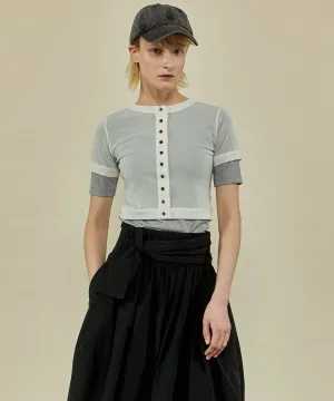 【SALE】Tulle Cardigan Layered T-shirt