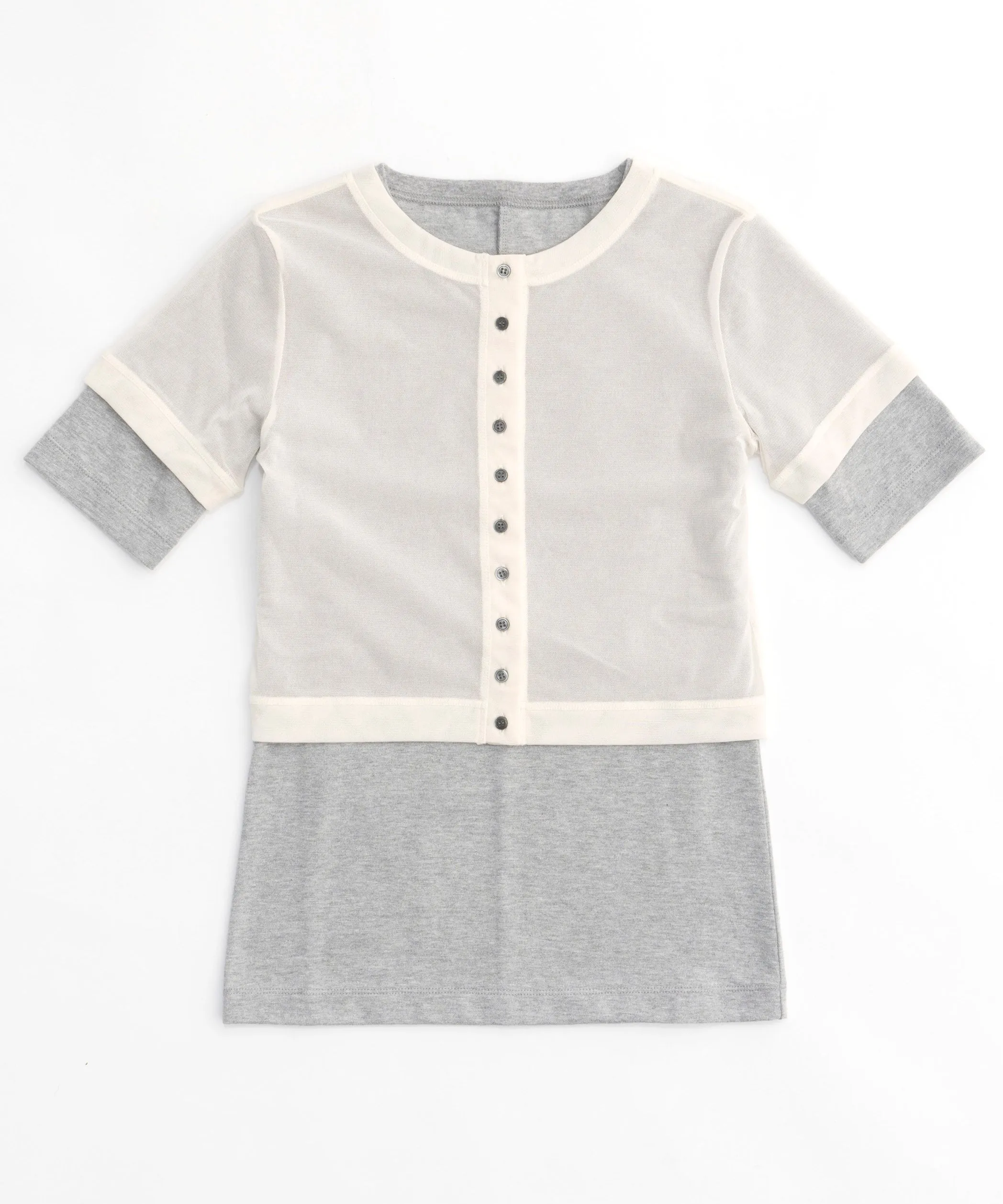 【SALE】Tulle Cardigan Layered T-shirt