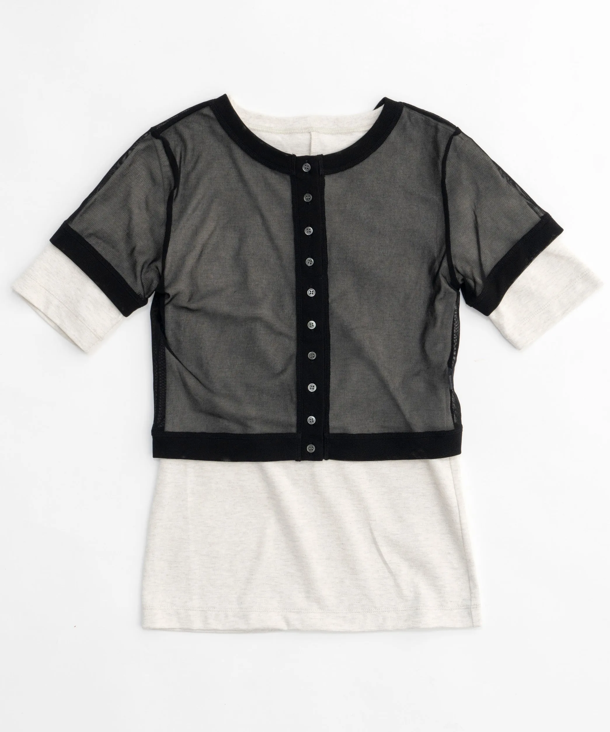 【SALE】Tulle Cardigan Layered T-shirt
