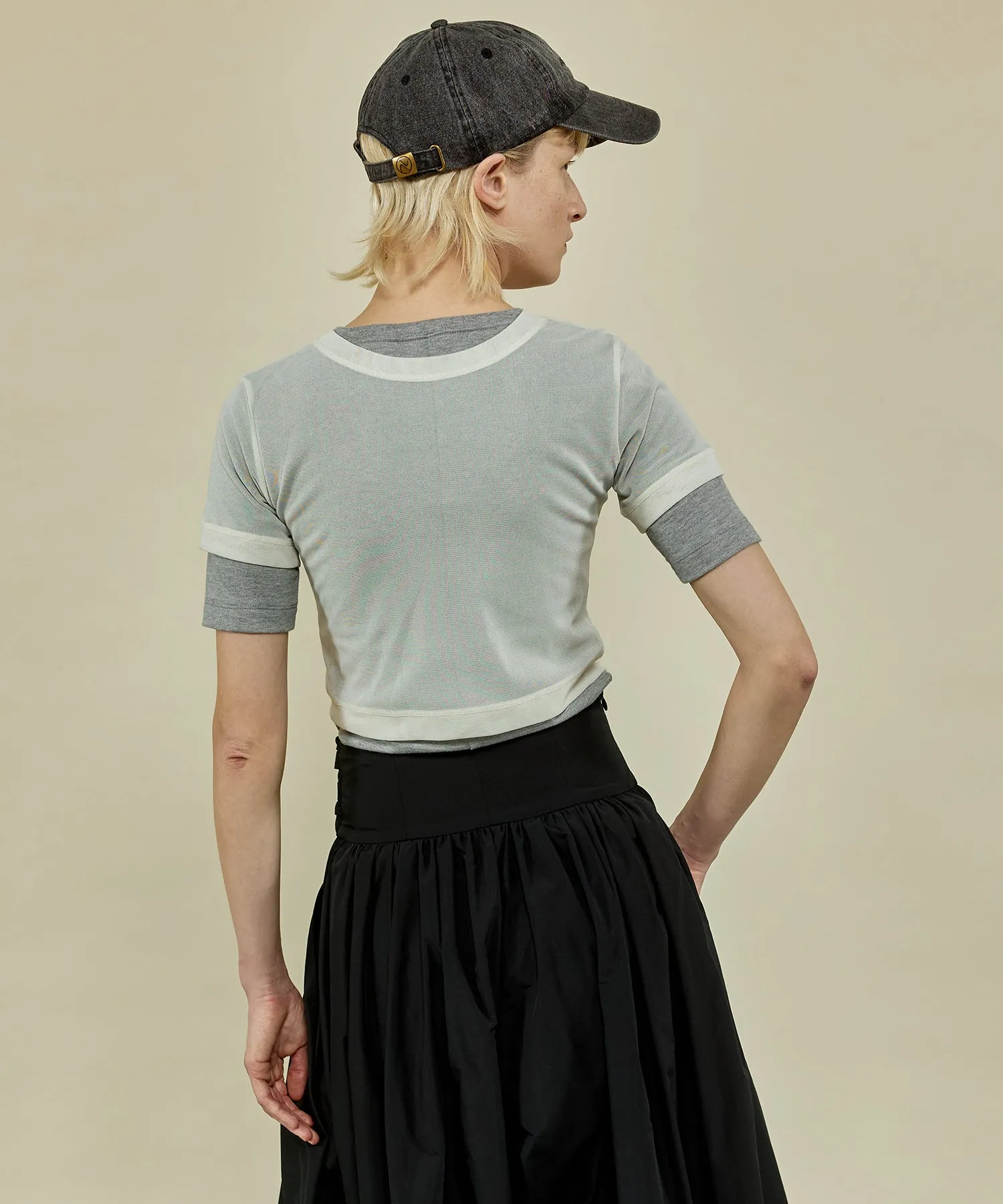【SALE】Tulle Cardigan Layered T-shirt