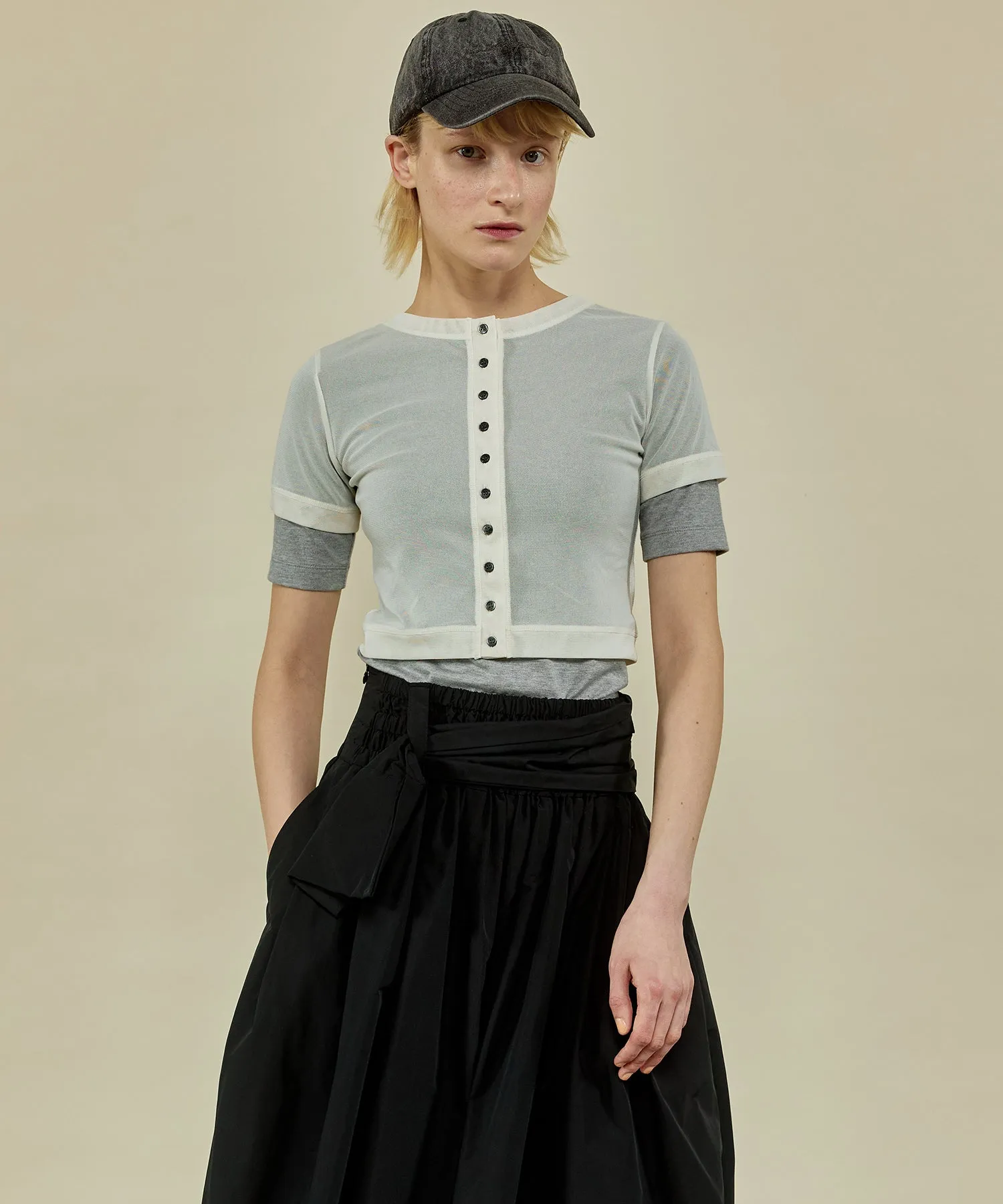 【SALE】Tulle Cardigan Layered T-shirt