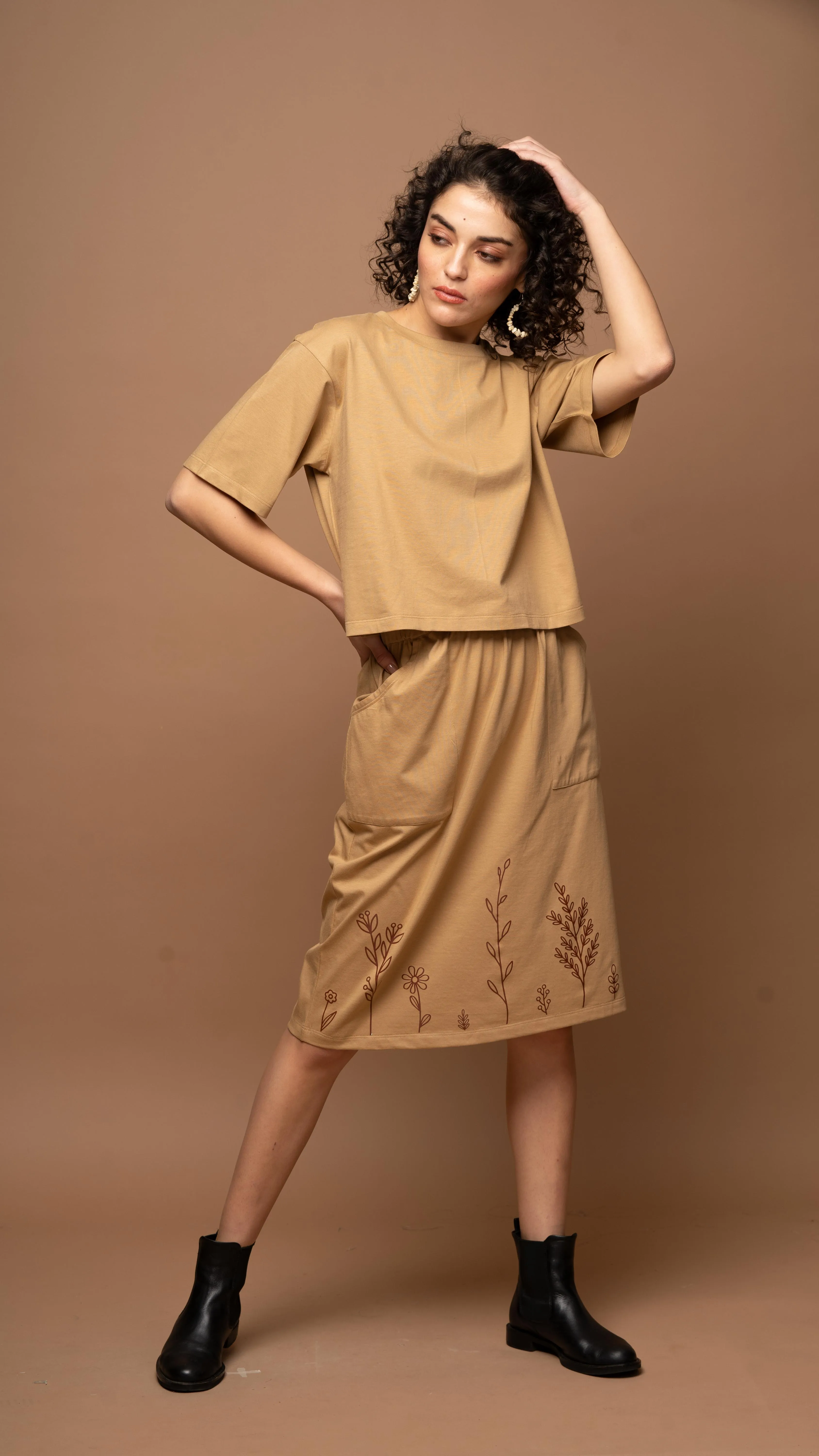 Sands & Leaves - Beige Skirt Co-ord